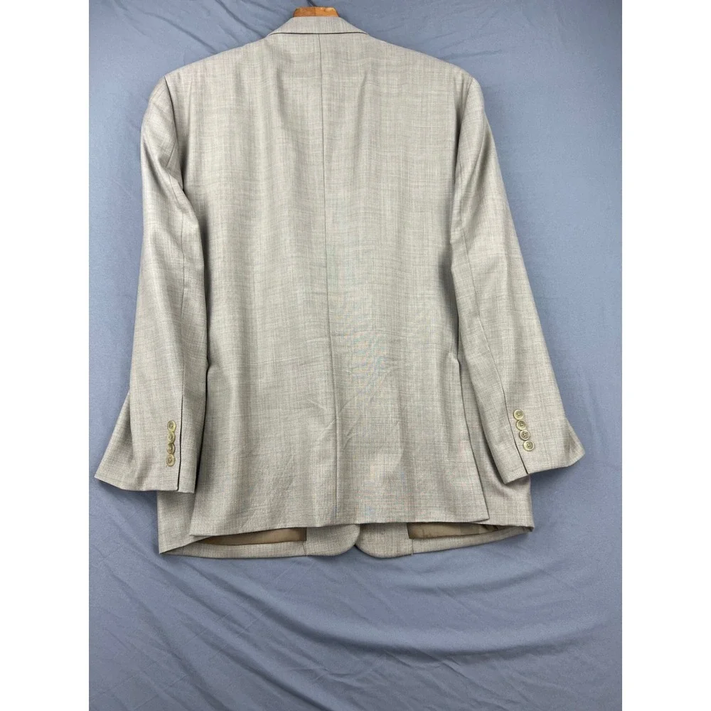 Pronto Uomo Suit Mens 48R 43W Tan 100% Wool 2-Piece Blazer Pants Fair Condition